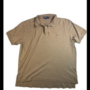Polo Ralph Lauren Mens XL Brown Tan Classic Fit Short Sleeve Polo Shirt Horse